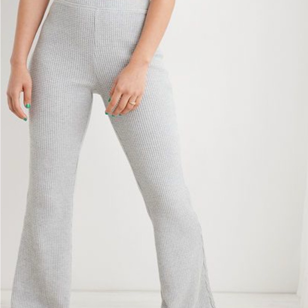 Aerie Heather Gray Ribbed Knit Pants
